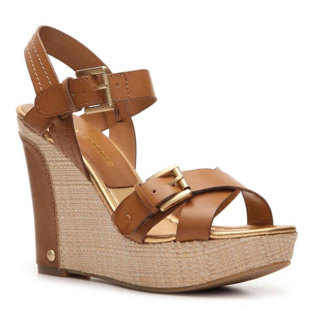 Audrey Brooke Leather Wedge Sandals (like new, worn only 2x)